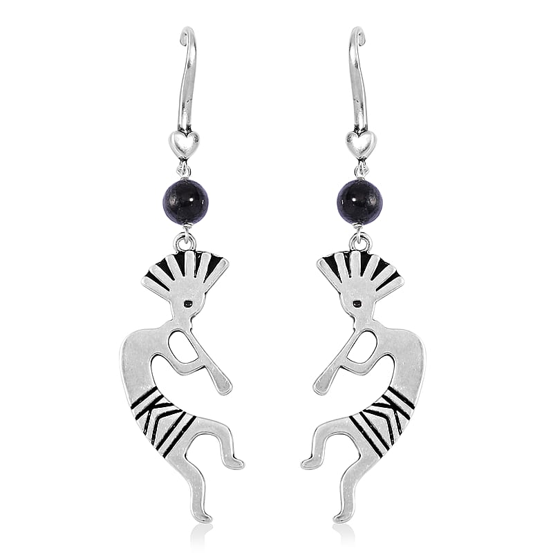 Shungite 5.00 ctw Kokopelli Earrings in ION Plated Copper