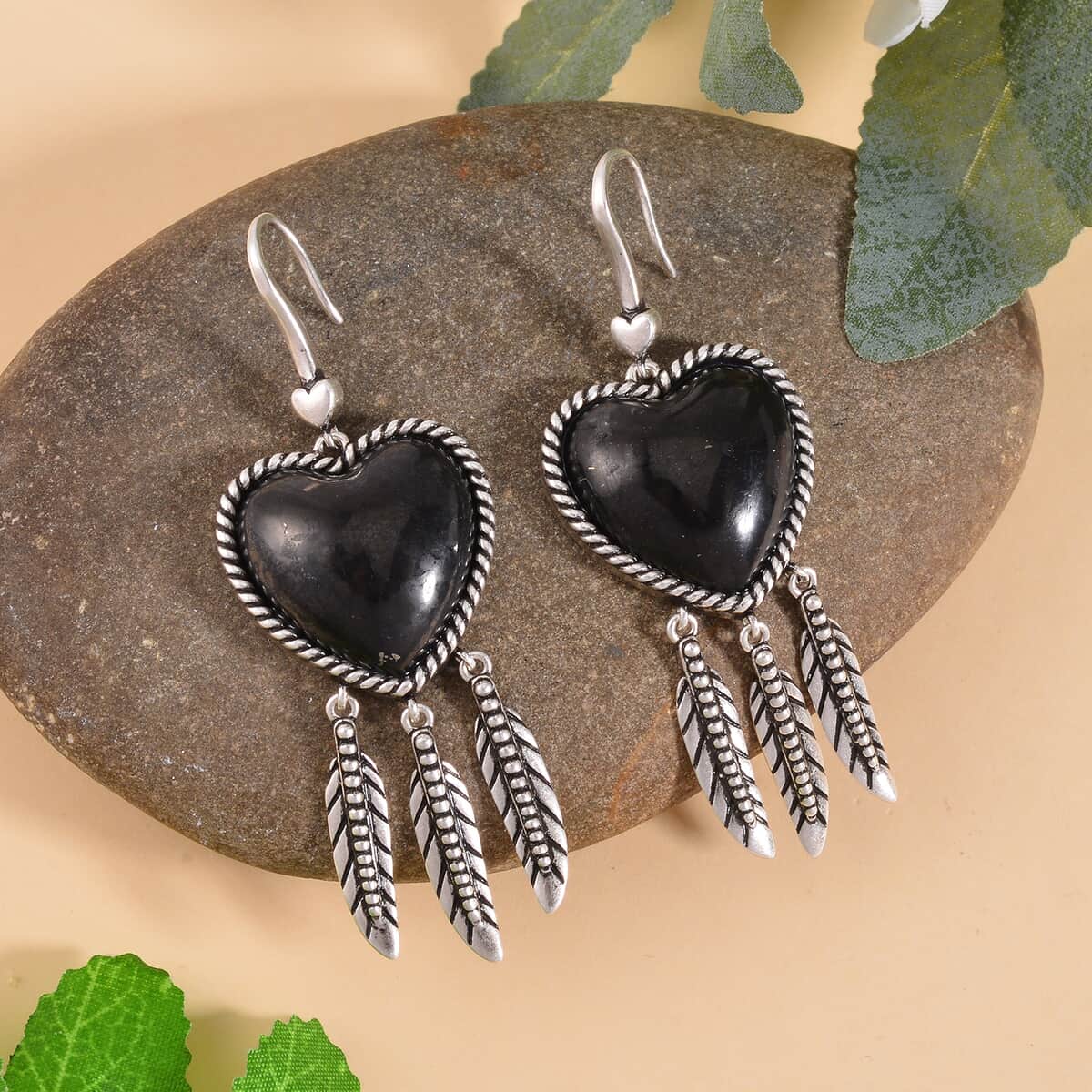 Shungite Heart Earrings in ION Plated Copper 36.00 ctw image number 1