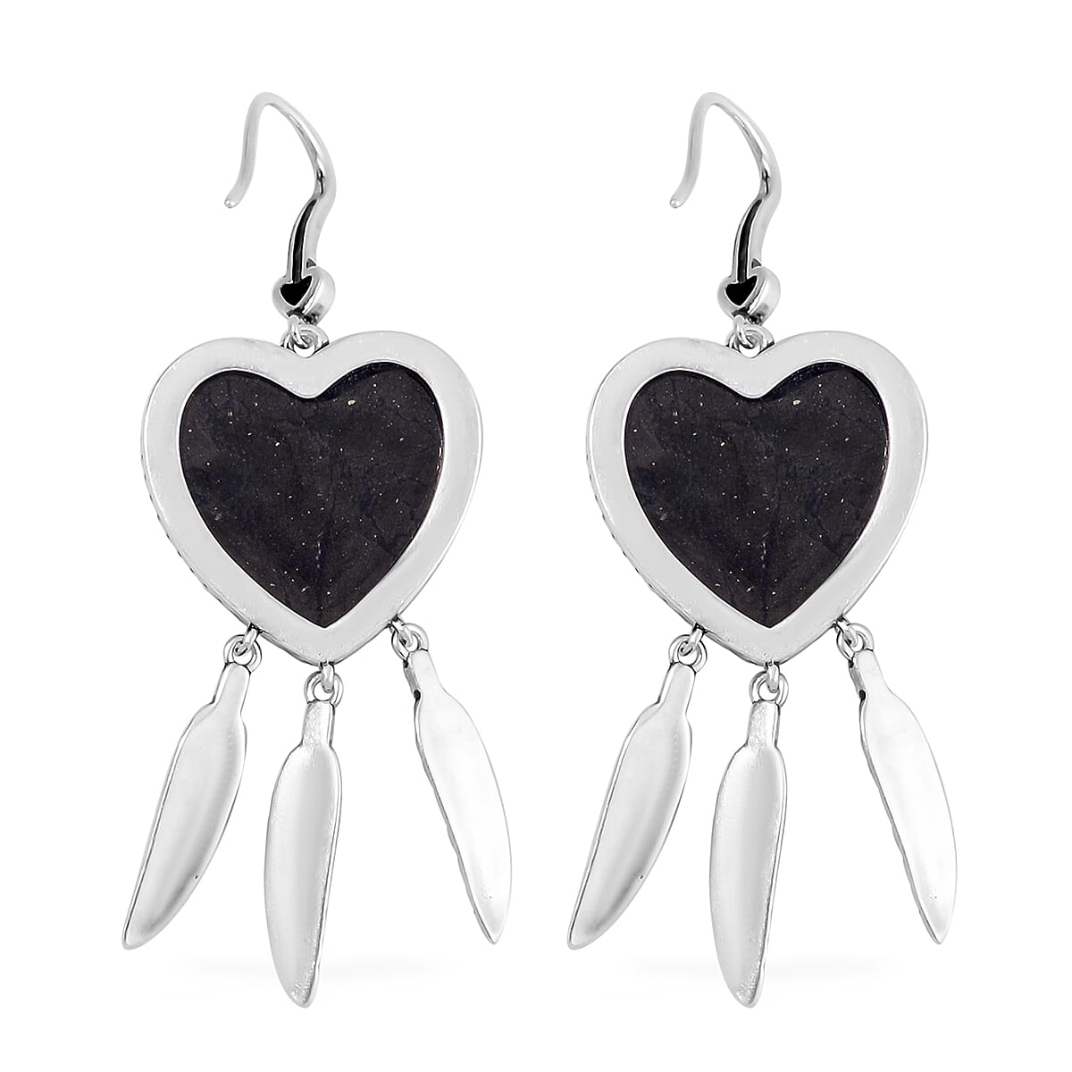 Shungite Heart Earrings in ION Plated Copper 36.00 ctw