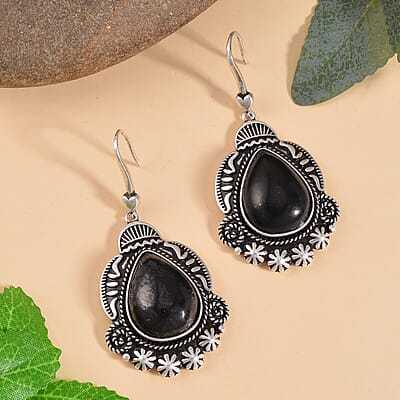 Shungite Dangle Earrings in ION Plated Copper 40.00 ctw