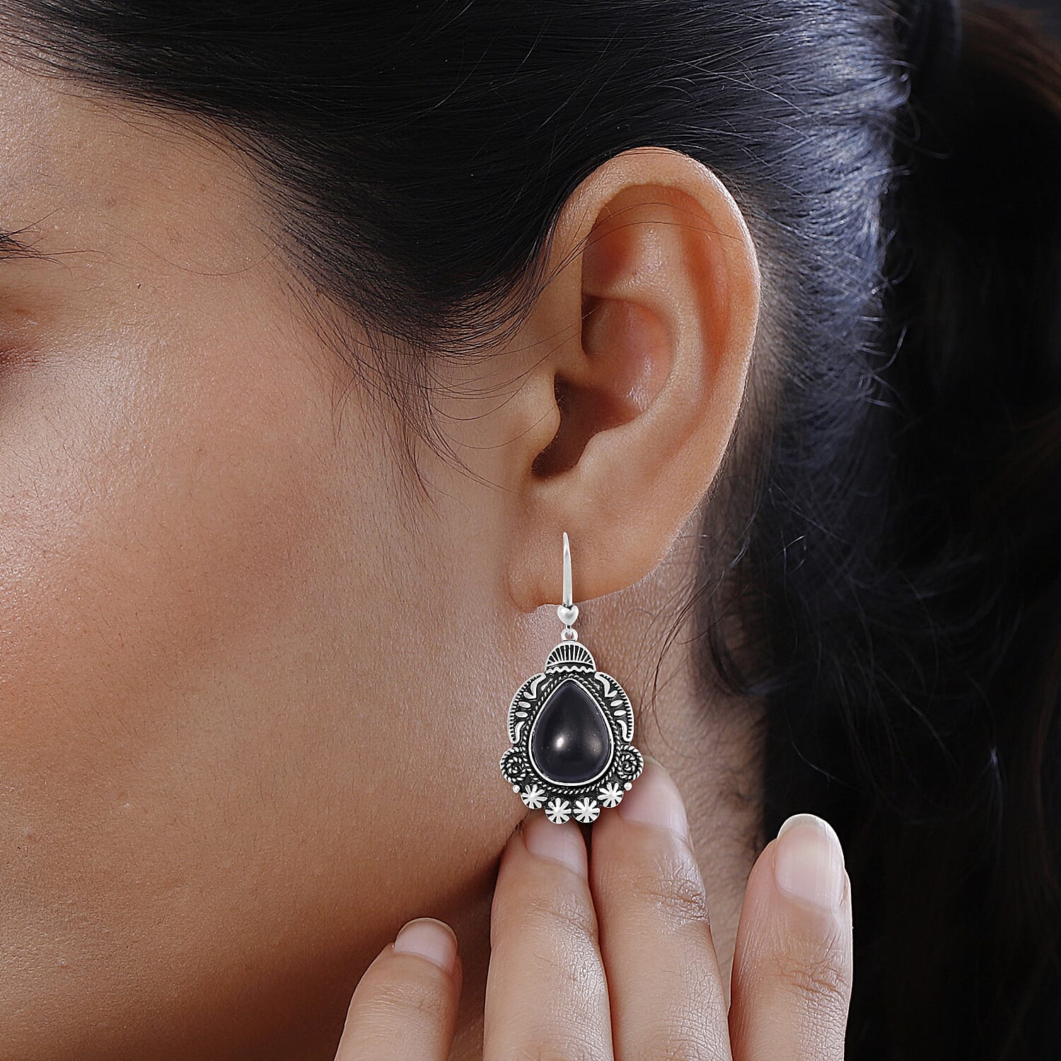 Shungite Dangle Earrings in ION Plated Copper 40.00 ctw
