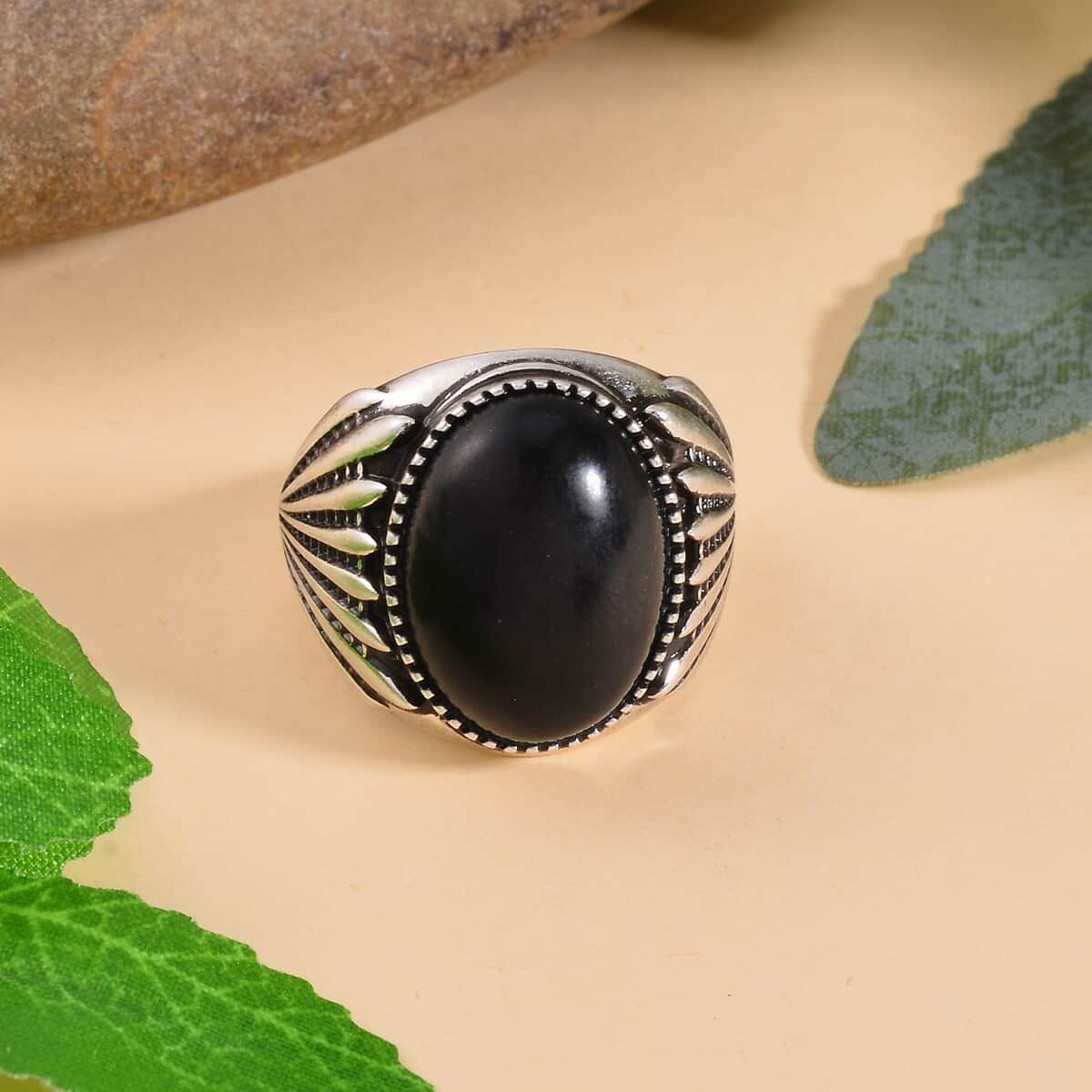 Shungite Solitaire Ring in ION Plated Copper (Size 10.0) 20.00 ctw image number 1