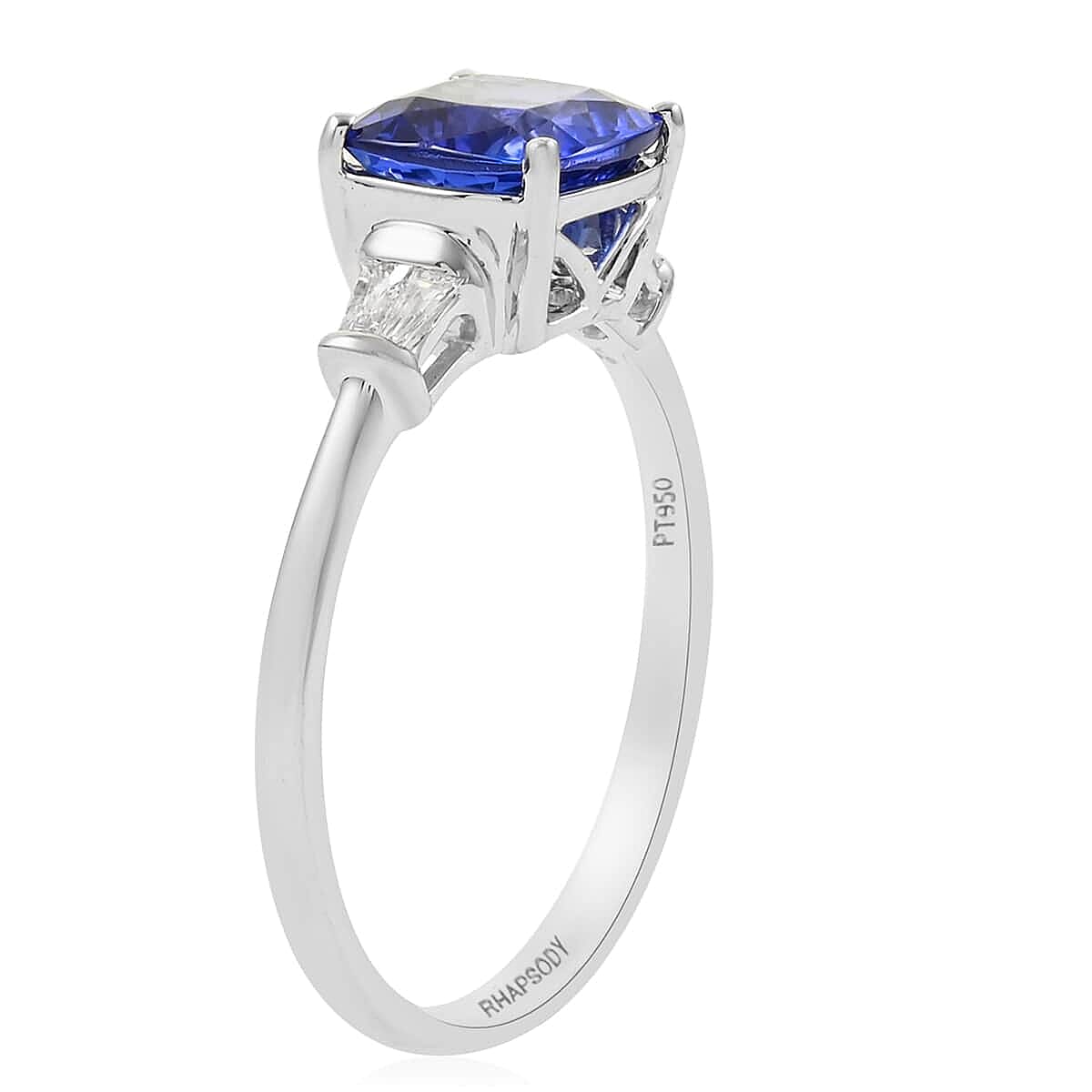 Rhapsody 950 Platinum AAAA Tanzanite and E-F VS Diamond Ring (Size 7.5) 5.15 Grams 2.70 ctw image number 3