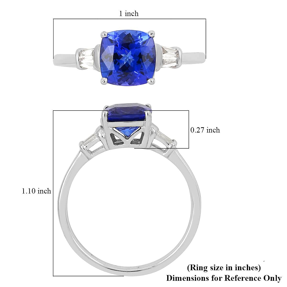 Rhapsody 950 Platinum AAAA Tanzanite and E-F VS Diamond Ring (Size 7.5) 5.15 Grams 2.70 ctw image number 5