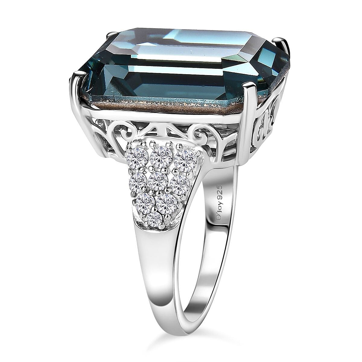 Designer Premium Indian Sapphire Color Austrian Crystal and Simulated Diamond Ring in Platinum Over Sterling Silver (Size 10.0) 0.70 ctw