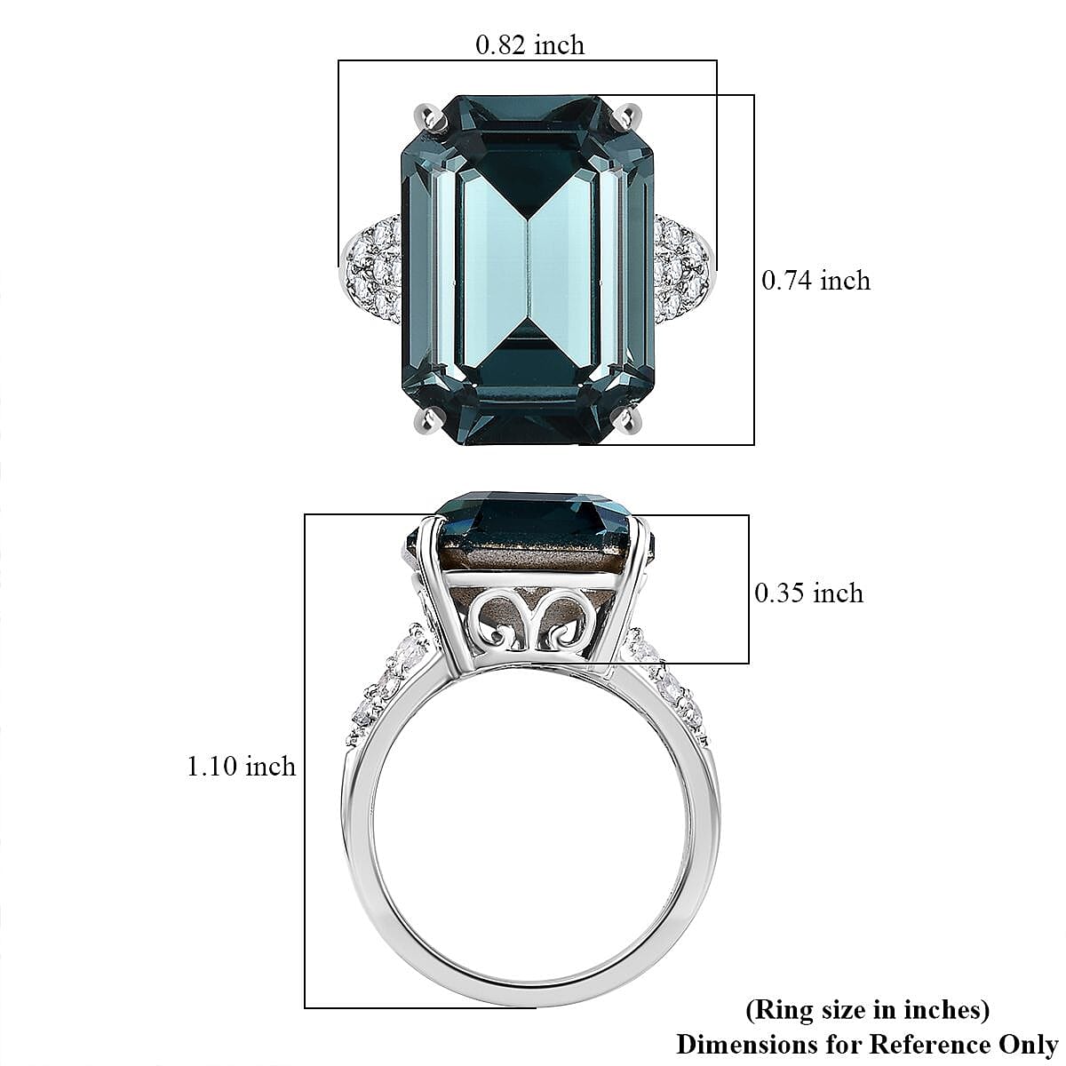 Designer Premium Indian Sapphire Color Austrian Crystal and Simulated Diamond Ring in Platinum Over Sterling Silver (Size 10.0) 0.70 ctw