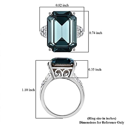 Designer Premium Indian Sapphire Color Austrian Crystal and Simulated Diamond Ring in Platinum Over Sterling Silver (Size 10.0) 0.70 ctw