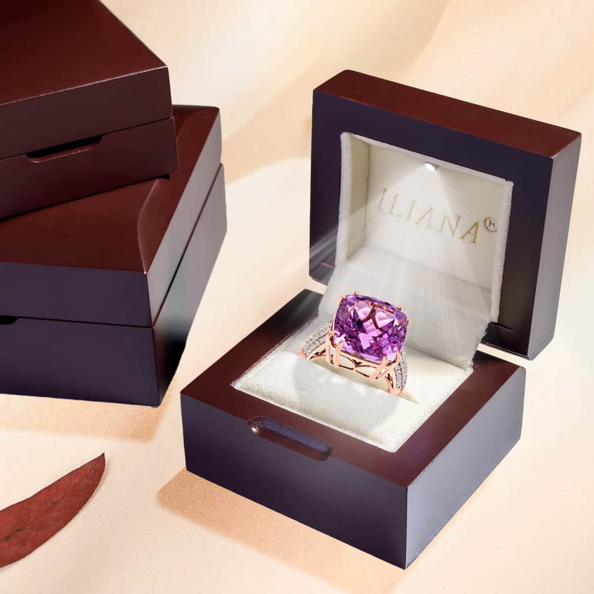 Certified Iliana 18K Rose Gold AAA Patroke Kunzite and G-H SI Diamond Ring (Size 8.0) 6.45 Grams 16.90 ctw image number 6
