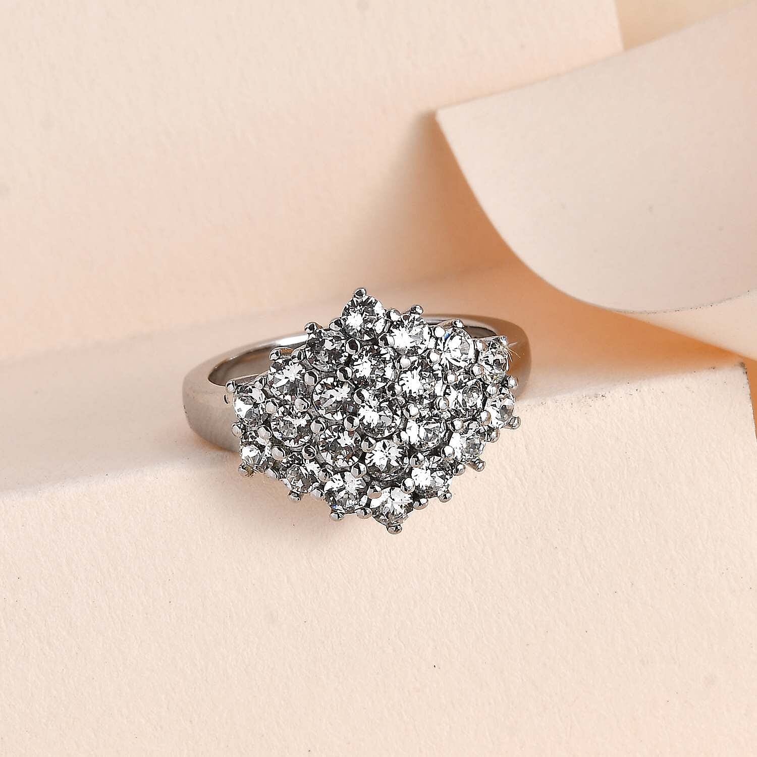 Designer Premium Austrian Crystal Cluster Ring in Stainless Steel (Size 10.0)
