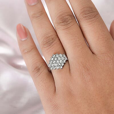 Designer Premium Austrian Crystal Cluster Ring in Stainless Steel (Size 10.0)