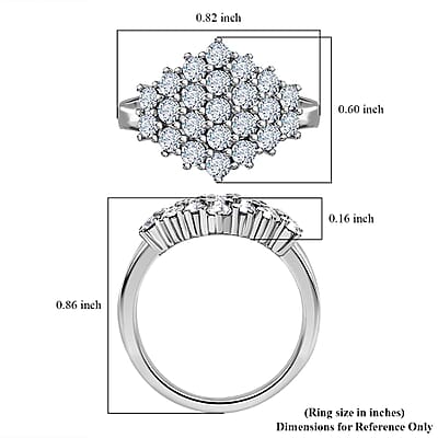 Designer Premium Austrian Crystal Cluster Ring in Stainless Steel (Size 10.0)
