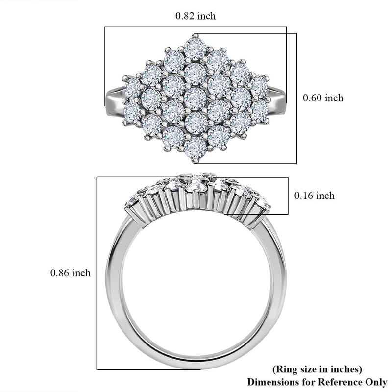 Designer Premium Austrian Crystal Cluster Ring in Stainless Steel (Size 10.0)