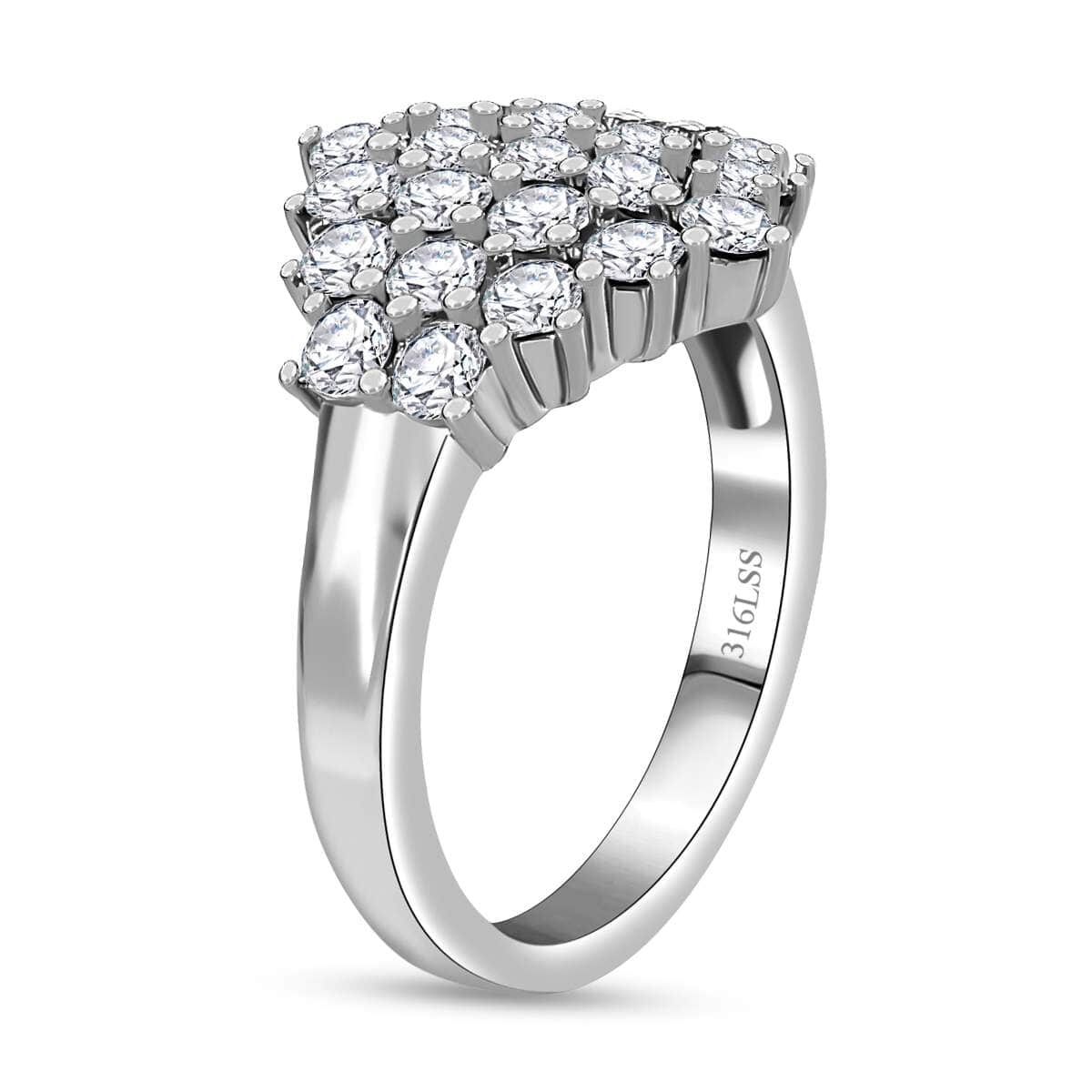 Designer Premium Austrian Crystal Cluster Ring in Stainless Steel (Size 5.0) image number 3