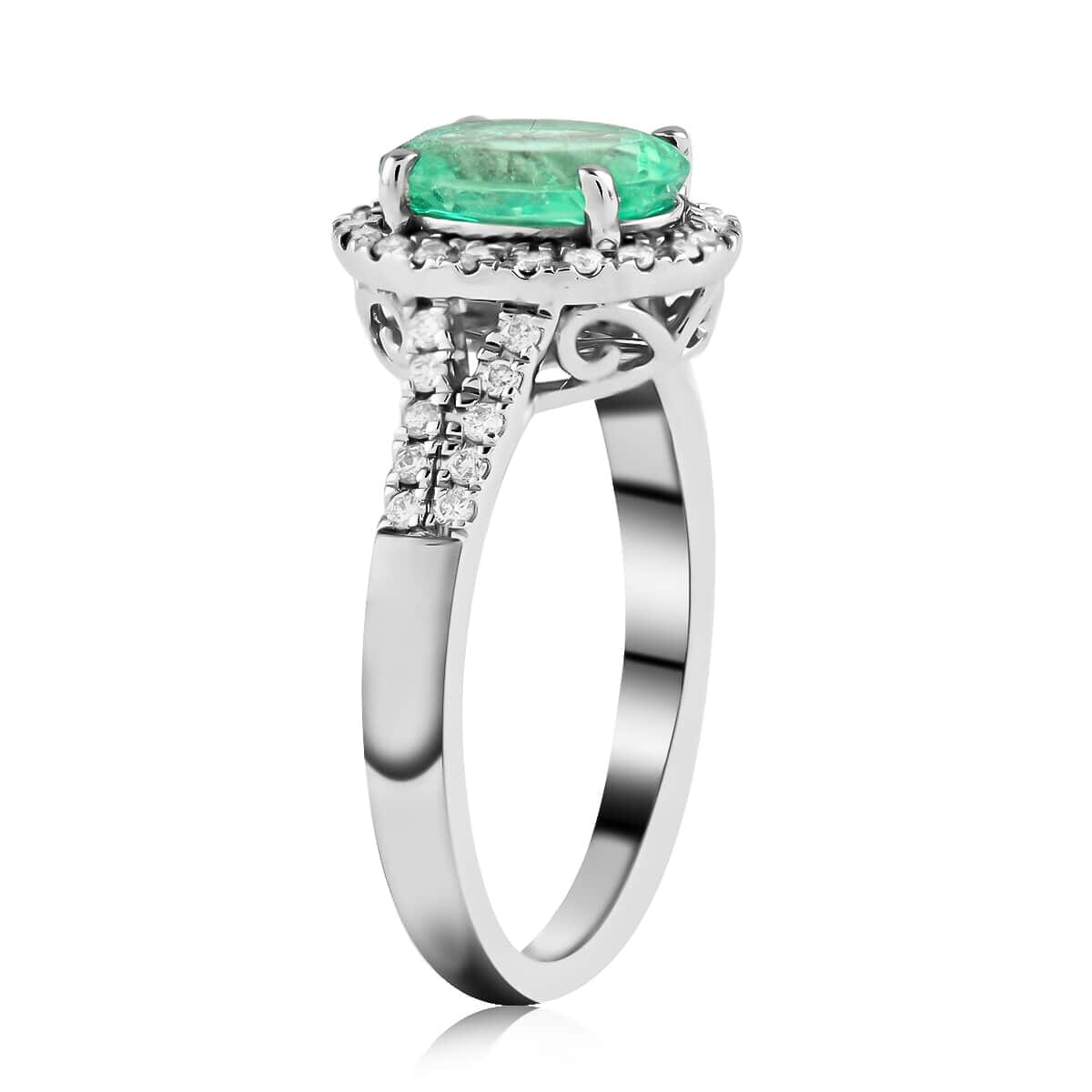 Certified & Appraised Rhapsody 950 Platinum AAAA Boyaca Colombian Emerald and E-F VS Diamond Ring (Size 7.5) 6.15 Grams 2.35 ctw image number 3
