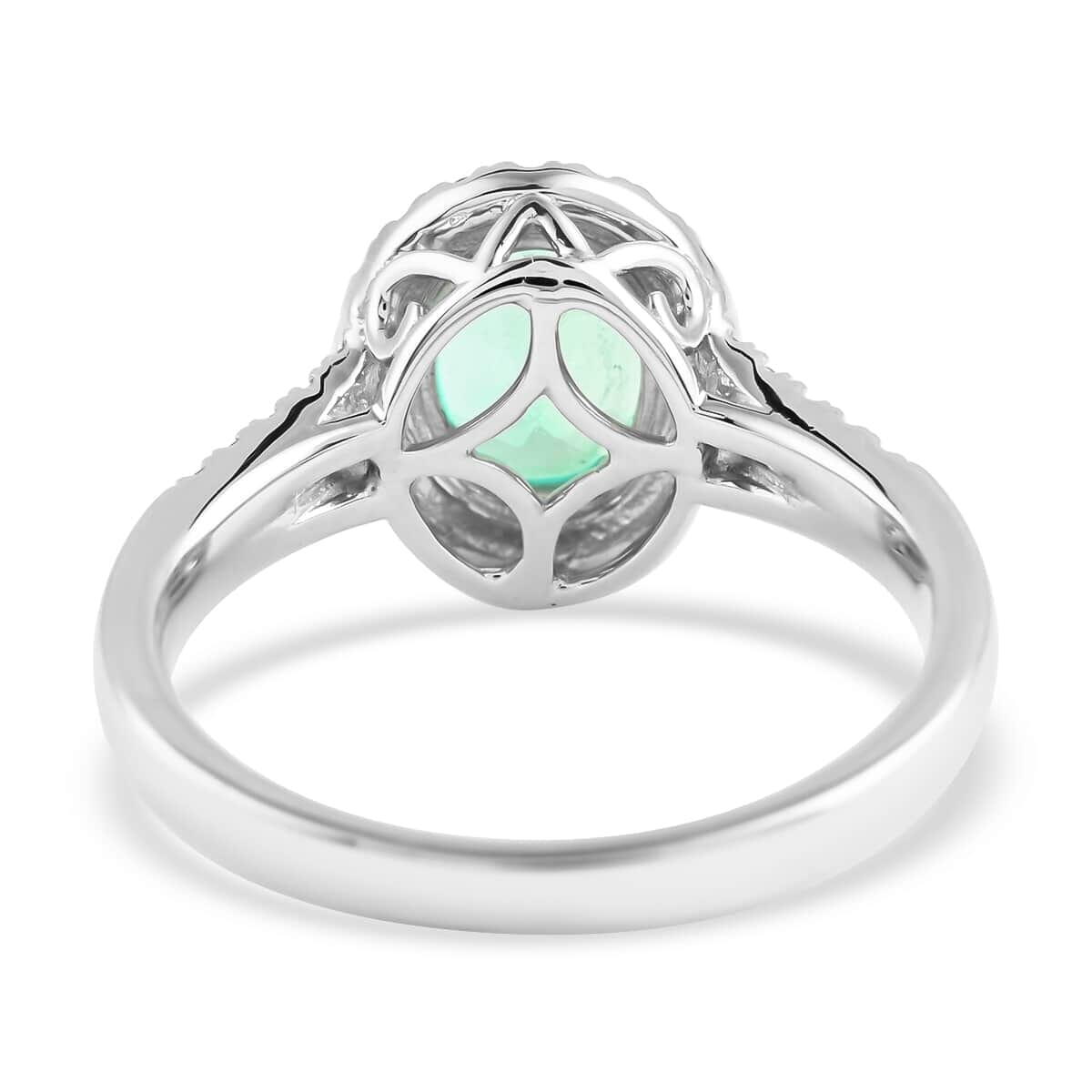 Certified & Appraised Rhapsody 950 Platinum AAAA Boyaca Colombian Emerald and E-F VS Diamond Ring (Size 7.5) 6.15 Grams 2.35 ctw image number 4