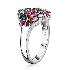 Designer Premium Multi Color Austrian Crystal Cluster Ring in Stainless Steel (Size 7.0)