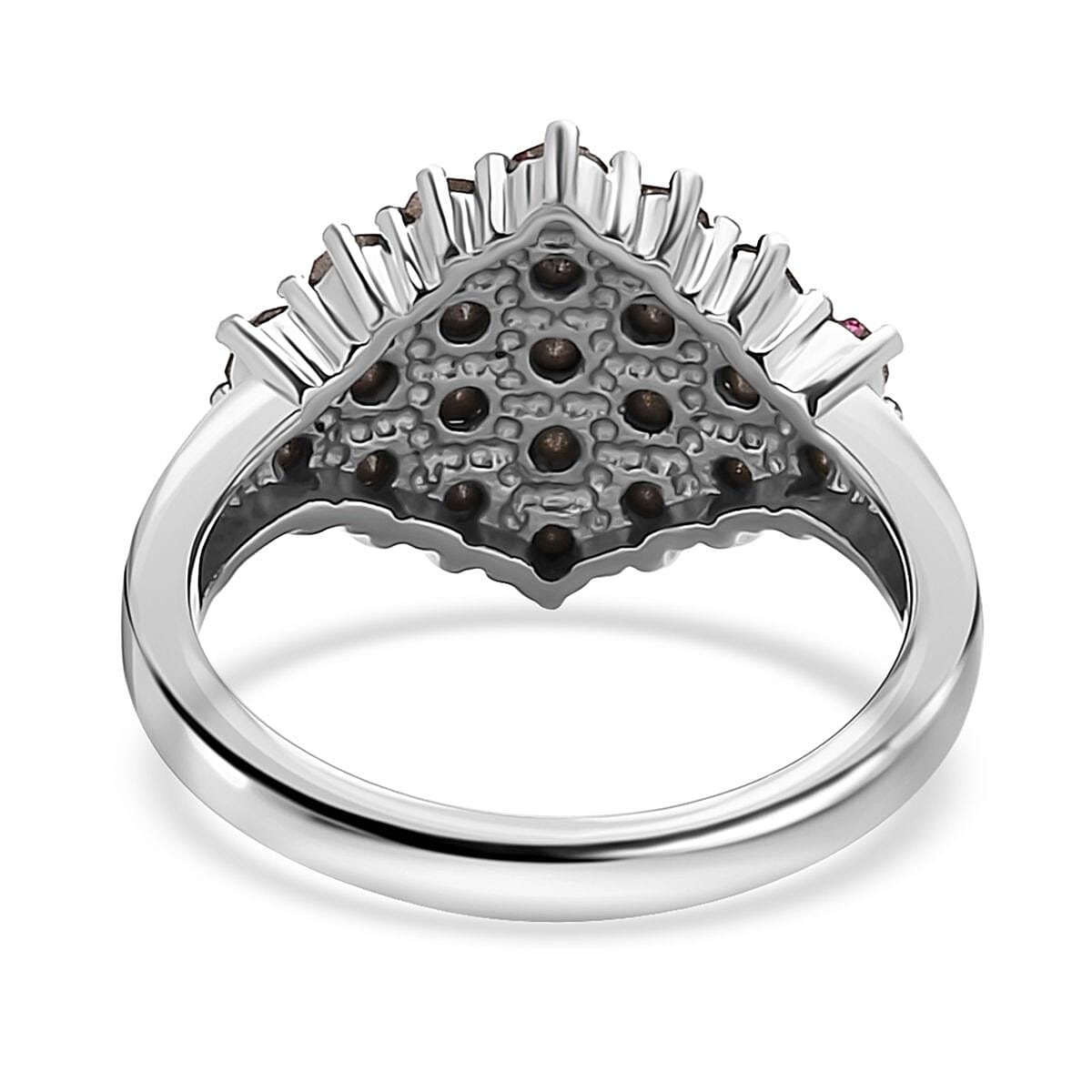 Designer Premium Multi Color Austrian Crystal Cluster Ring in Stainless Steel (Size 7.0) image number 3