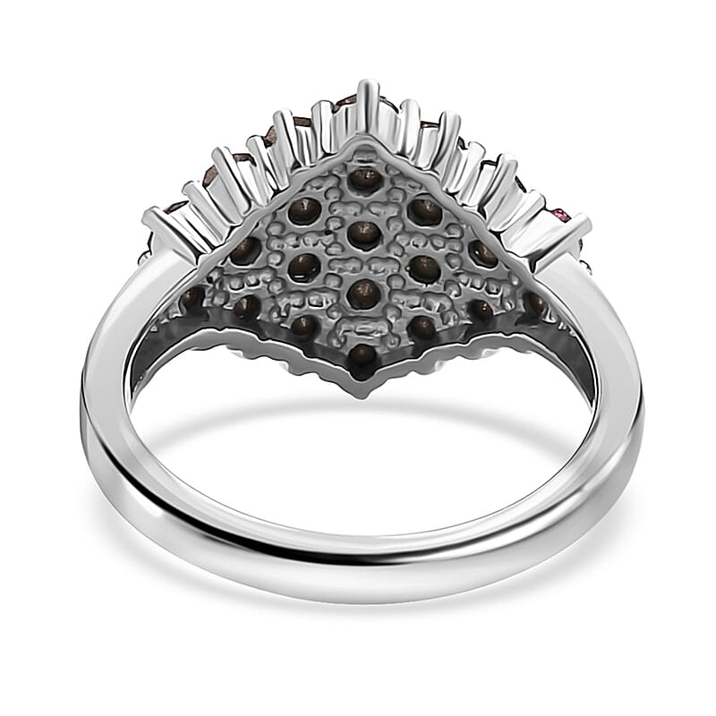 Designer Premium Multi Color Austrian Crystal Cluster Ring in Stainless Steel (Size 7.0)