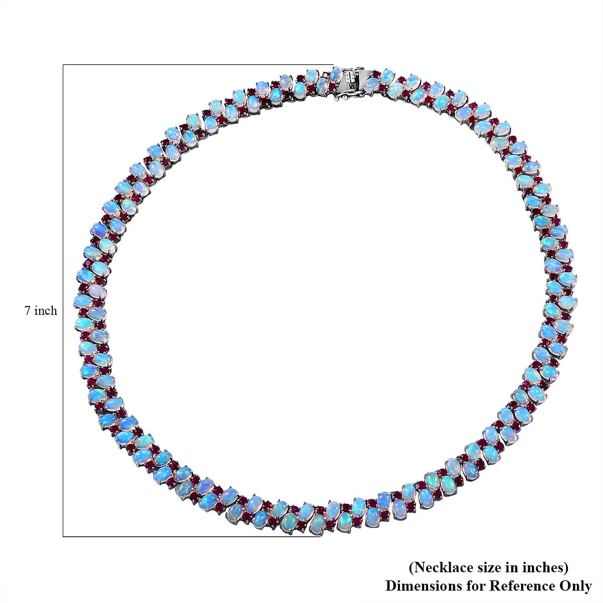 Premium Ethiopian Welo Opal and Niassa Ruby (FF) Necklace 18 Inches in Platinum Over Sterling Silver 61.50 ctw image number 4