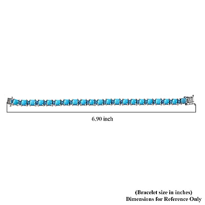Sleeping Beauty Turquoise and Malgache Neon Apatite Bracelet in Platinum Over Sterling Silver (6.50 In) 14.50 ctw