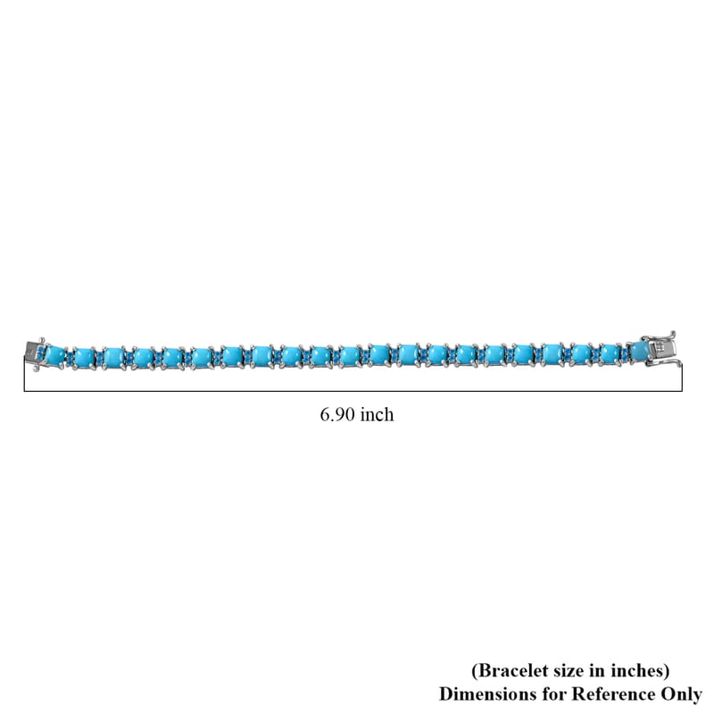 Sleeping Beauty Turquoise and Malgache Neon Apatite Bracelet in Platinum Over Sterling Silver (6.50 In) 14.50 ctw