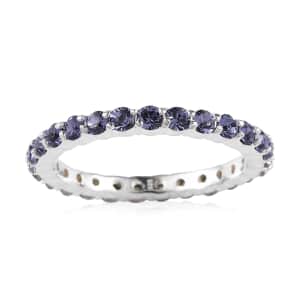 Designer Premium Tanzanite Color Austrian Crystal Eternity Band Ring in Sterling Silver (Size 6.0)