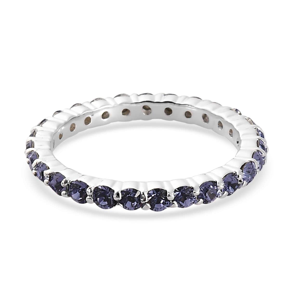 Designer Premium Tanzanite Color Austrian Crystal Eternity Band Ring in Sterling Silver (Size 6.0) image number 4