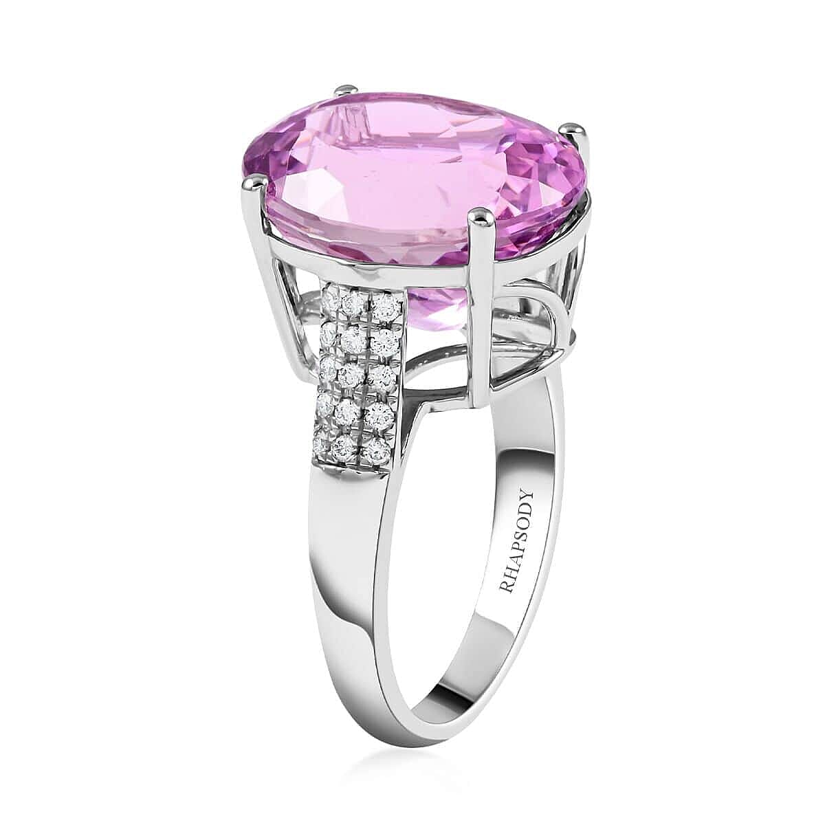 Certified Rhapsody 950 Platinum AAAA Patroke Kunzite and E-F VS Diamond Ring (Size 6.0) 7.90 Grams 13.35 ctw image number 3
