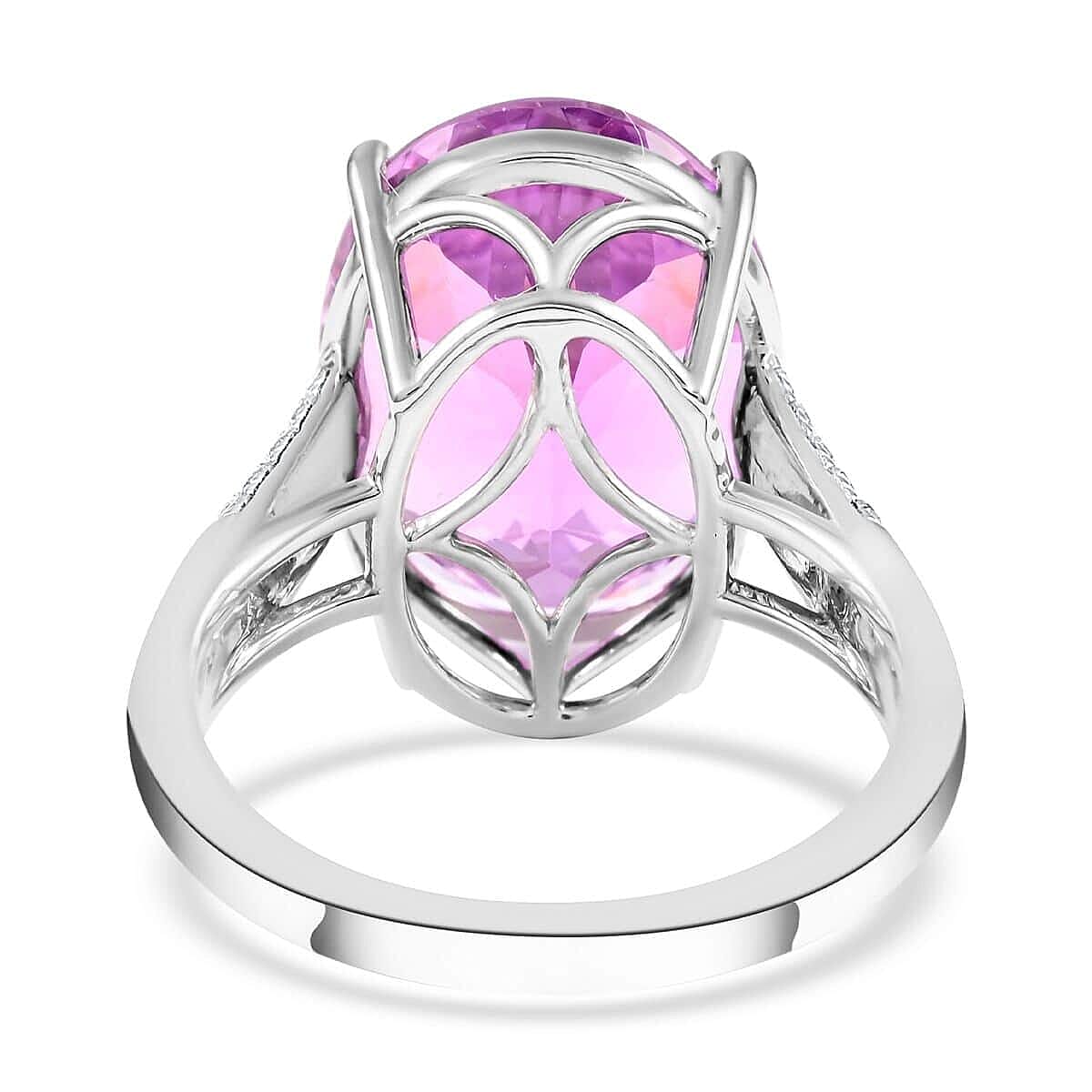 Certified Rhapsody 950 Platinum AAAA Patroke Kunzite and E-F VS Diamond Ring (Size 6.0) 7.90 Grams 13.35 ctw image number 4