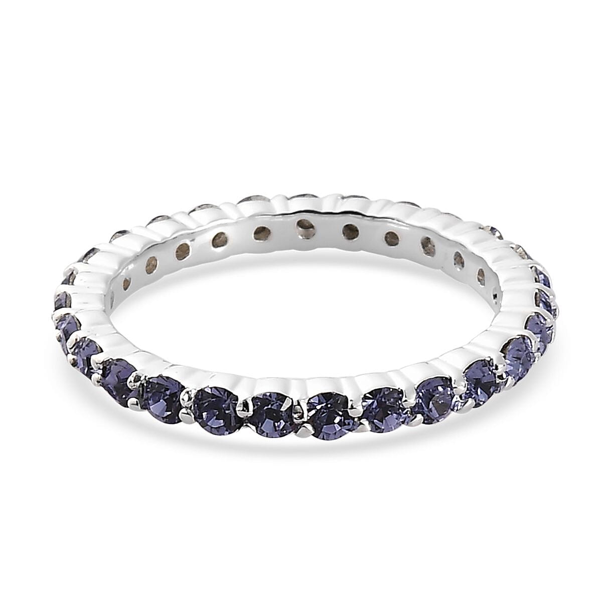 Designer Premium Tanzanite Color Austrian Crystal Eternity Band Ring in Sterling Silver (Size 7.0) image number 4
