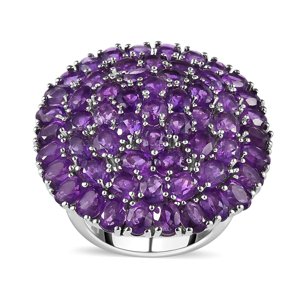 African Amethyst 12.75 ctw Floral Ring in Platinum Over Copper (Size 7.0) image number 0