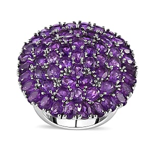 African Amethyst 12.75 ctw Floral Ring in Platinum Over Copper (Size  7.0)