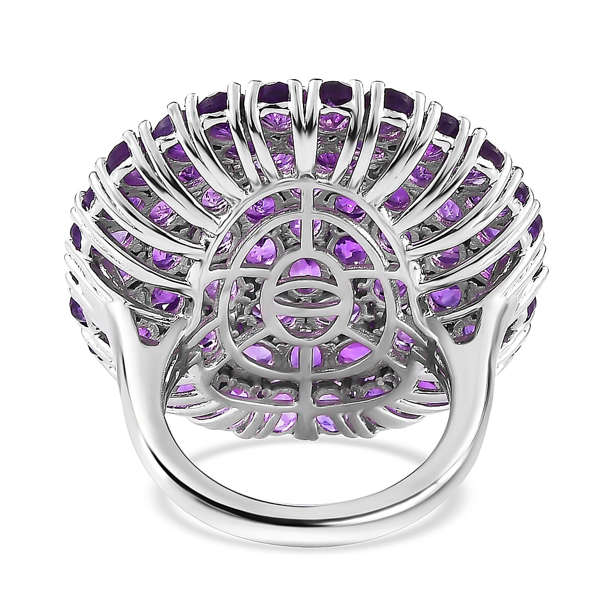African Amethyst 12.75 ctw Floral Ring in Platinum Over Copper (Size  7.0)