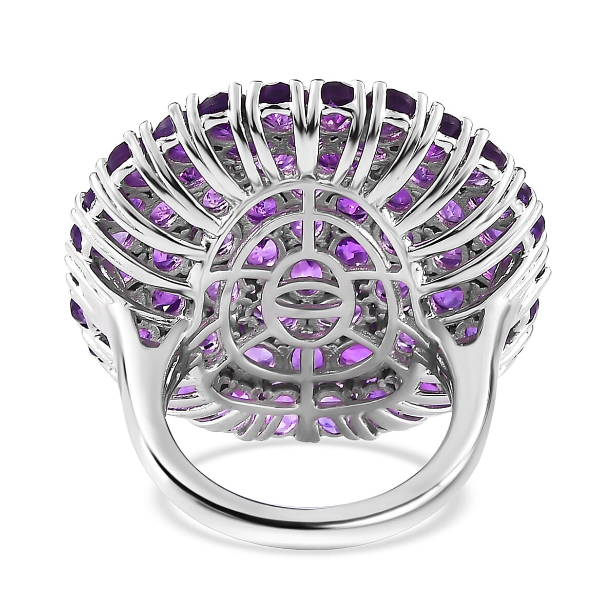 African Amethyst 12.75 ctw Floral Ring in Platinum Over Copper (Size 7.0) image number 4