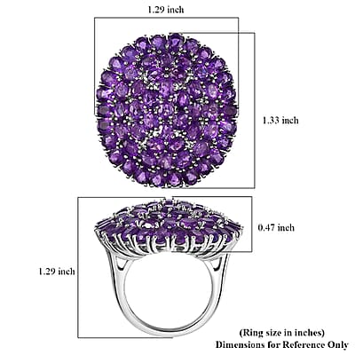 African Amethyst 12.75 ctw Floral Ring in Platinum Over Copper (Size  7.0)