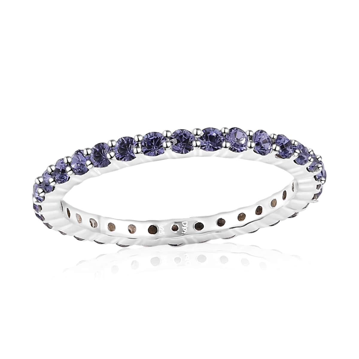 Tanzanite Color Crystal Eternity Band Ring in Sterling Silver (Size 9.0) image number 0