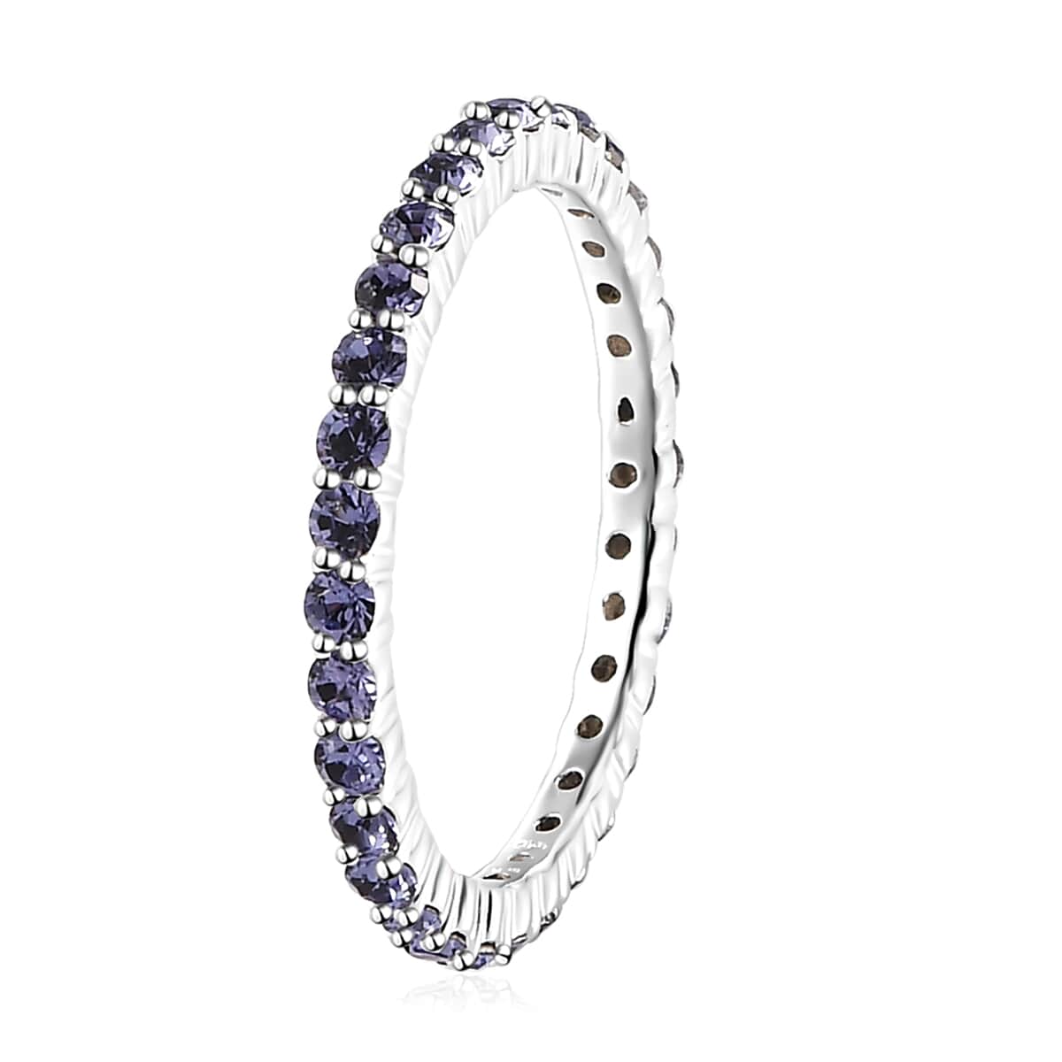 Tanzanite Color Crystal Eternity Band Ring in Sterling Silver (Size 9.0) image number 3