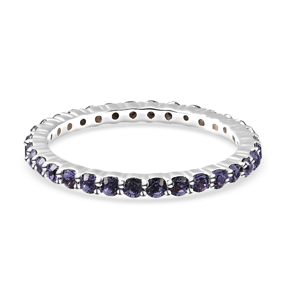 Tanzanite Color Crystal Eternity Band Ring in Sterling Silver (Size 9.0) image number 4