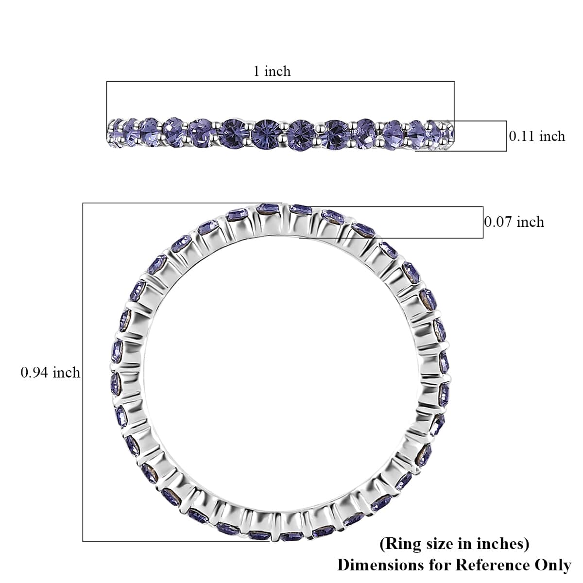 Tanzanite Color Crystal Eternity Band Ring in Sterling Silver (Size 9.0) image number 5