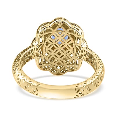Mirage Collection 10K Yellow Gold AAA Tanzanite and Natural Yellow Diamond I3 Ring (Size 10.0) 1.15 ctw