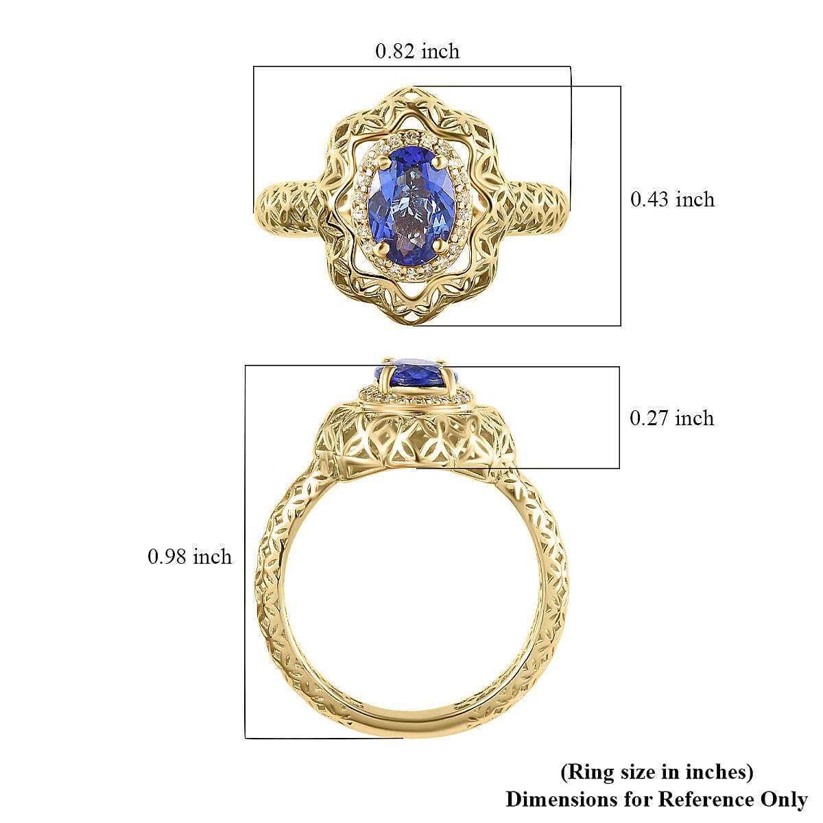 Mirage Collection 10K Yellow Gold AAA Tanzanite and Natural Yellow Diamond I3 Ring (Size 10.0) 1.15 ctw