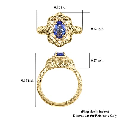 Mirage Collection 10K Yellow Gold AAA Tanzanite and Natural Yellow Diamond I3 Ring (Size 10.0) 1.15 ctw
