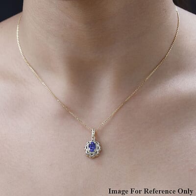 Mirage Collection 10K Yellow Gold AAA Tanzanite and Natural Yellow Diamond I3 Pendant 1.15 ctw
