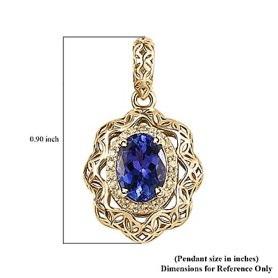 Mirage Collection 10K Yellow Gold AAA Tanzanite and Natural Yellow Diamond I3 Pendant 1.15 ctw