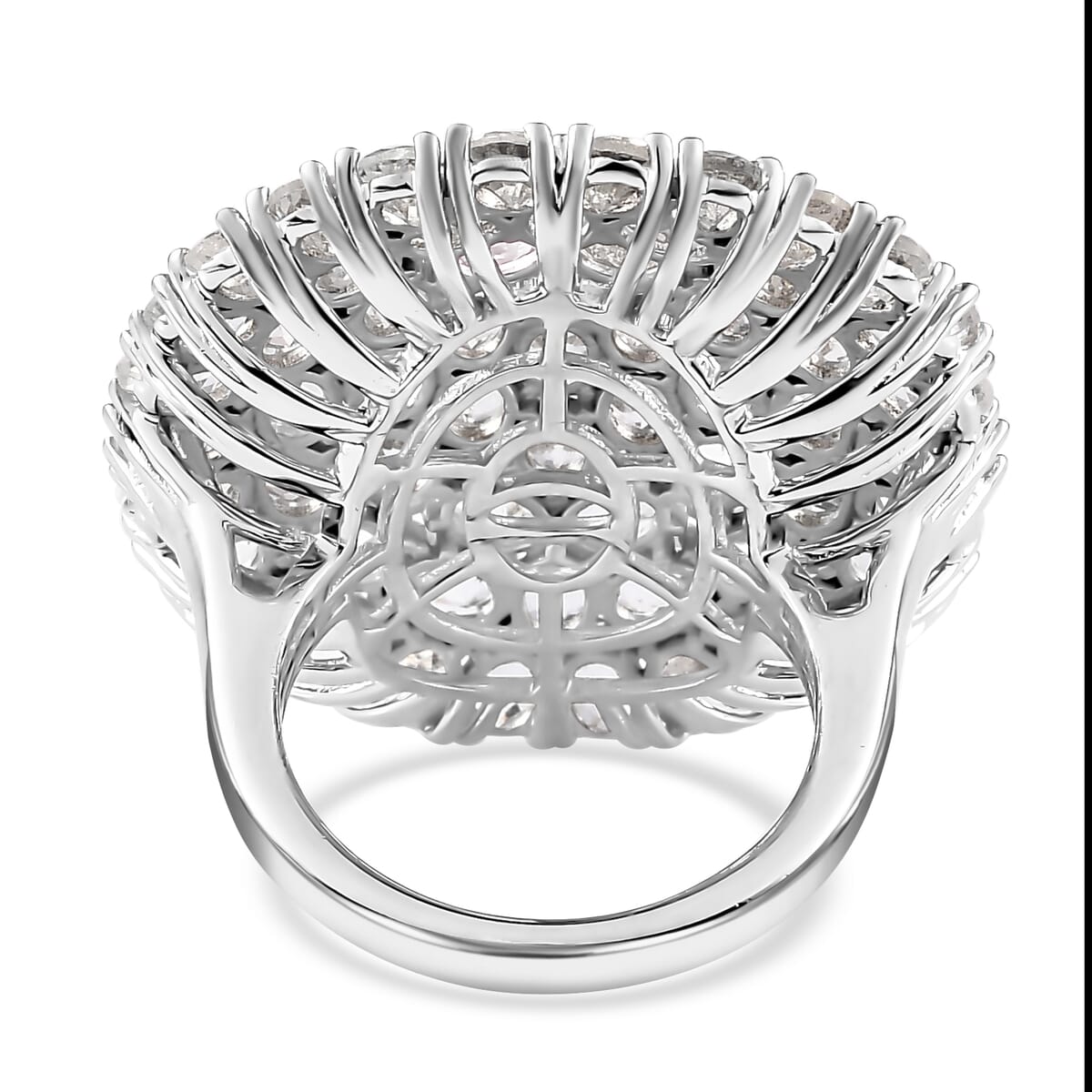 White Topaz 14.25 ctw Floral Ring in Platinum Over Copper (Size  7.0) image number 4