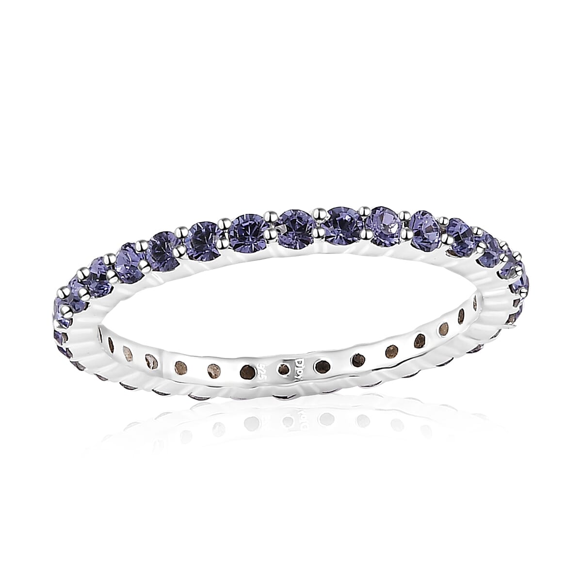 Tanzanite Color Crystal Eternity Band Ring in Sterling Silver (Size 11.0) image number 0