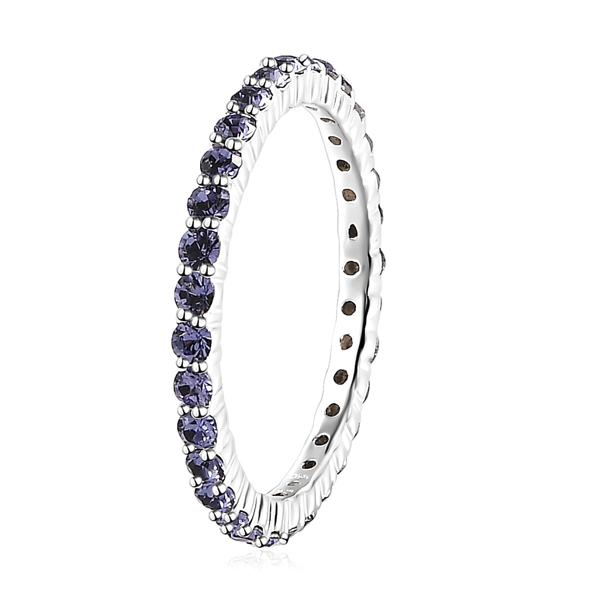 Tanzanite Color Crystal Eternity Band Ring in Sterling Silver (Size 11.0) image number 3
