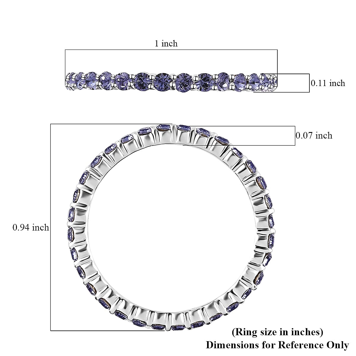 Tanzanite Color Crystal Eternity Band Ring in Sterling Silver (Size 11.0) image number 5