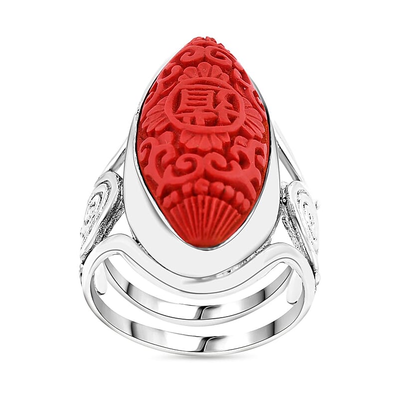 Cinnabar Ring in Sterling Silver (Size 5.5)