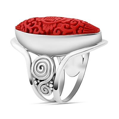 Cinnabar Ring in Sterling Silver (Size 5.5)